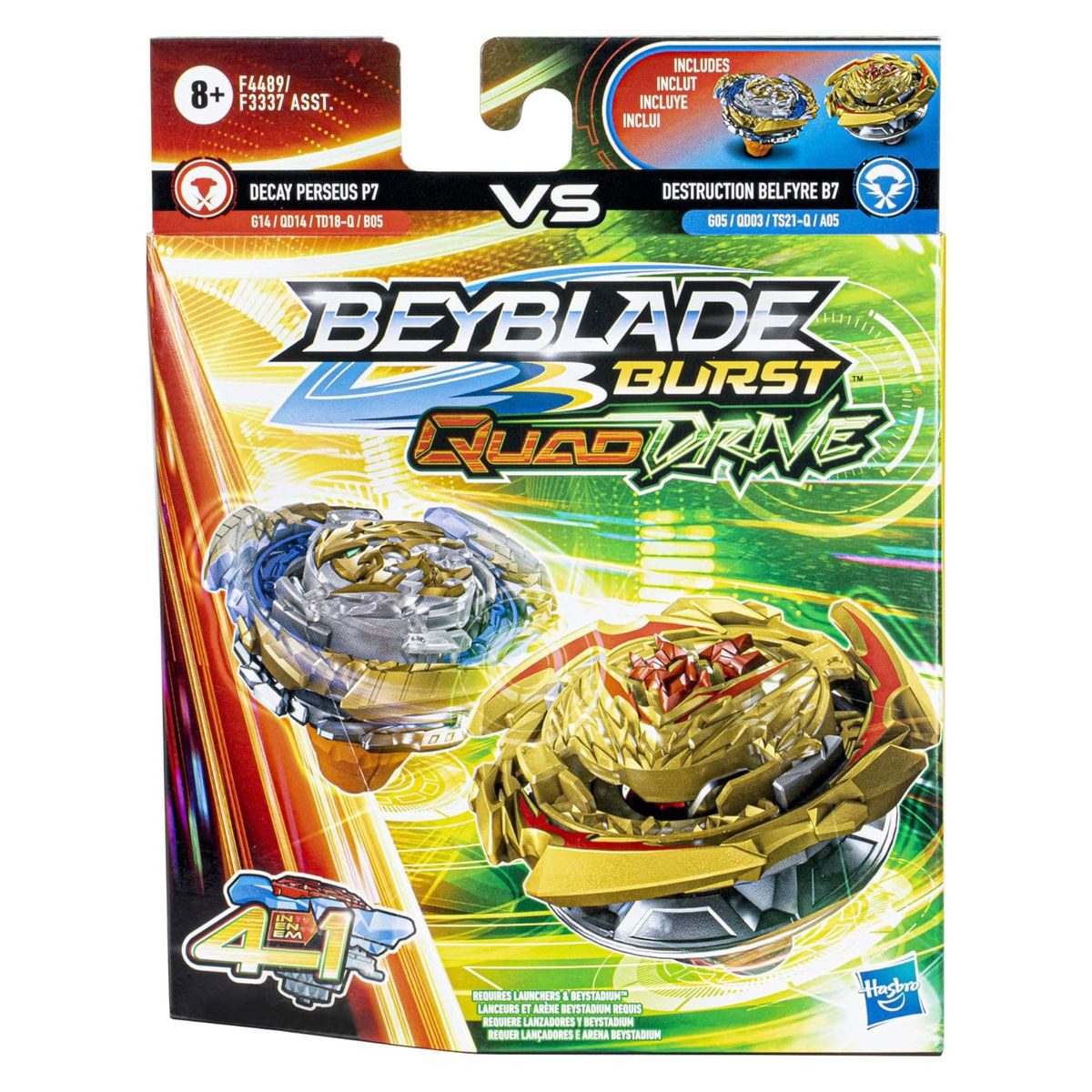 Hasbro Spielfigur Hasbro F4489 - Beyblade - Burst QuadStrike - Perseus & Belfyre 2er Pac