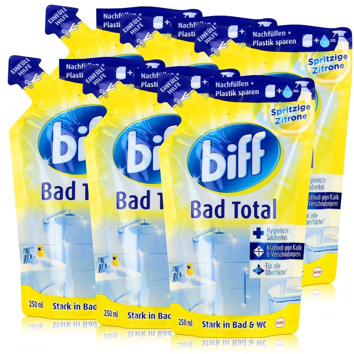 biff Biff Bad Total Zitrone Nachfüllbeutel 250ml - Kraftvoll gegen Kalk (6e Badreiniger | Badreiniger