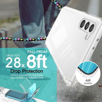 Nalia Handykette Samsung Galaxy S23 Plus, Klare Hybrid Hülle mit Kette / Schutzhülle zum Umhängen / Handyband
