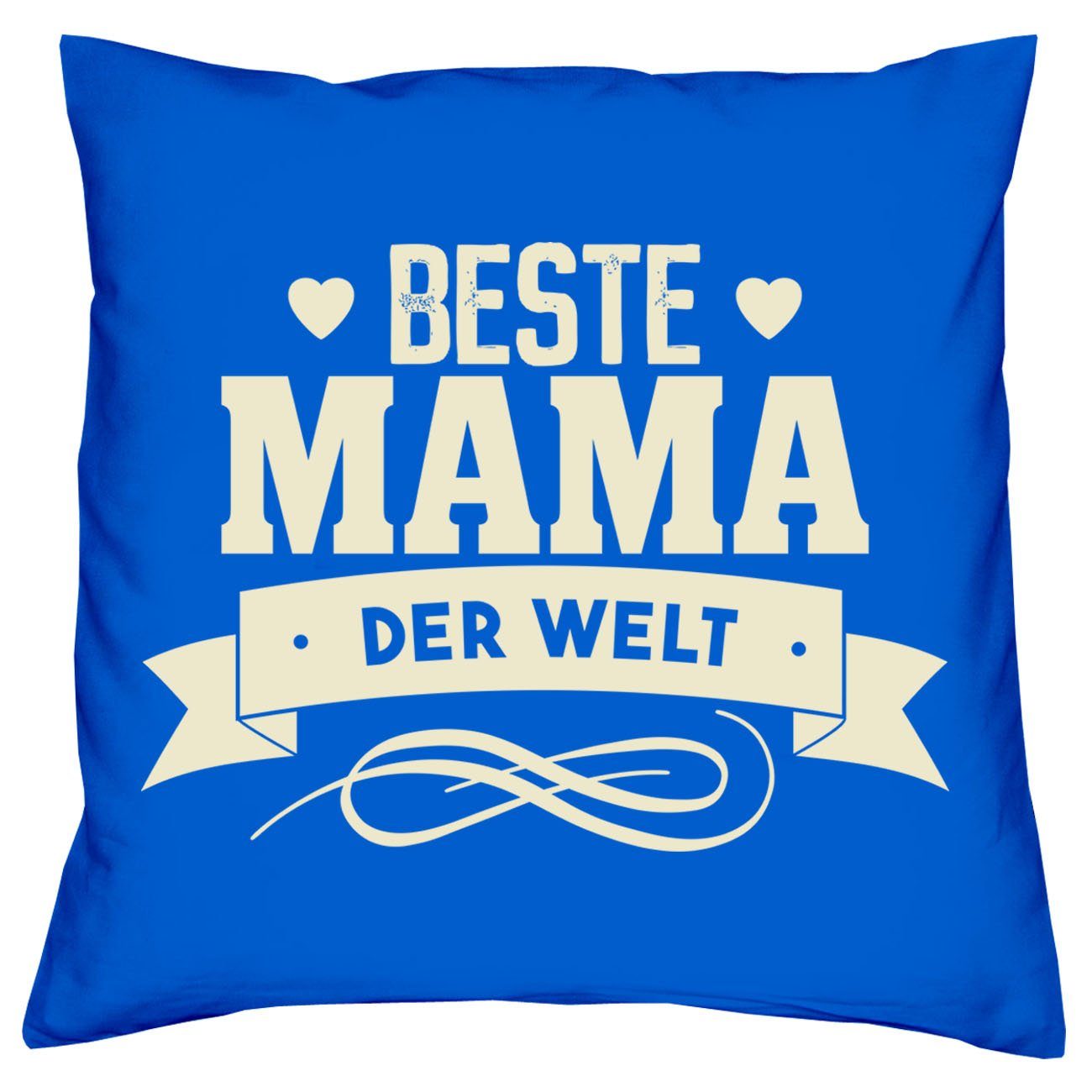 Soreso® Dekokissen Kissen Beste Mama der Welt & Urkunde, Geschenke Weihnachten Geburtstag Muttertag royal-blau