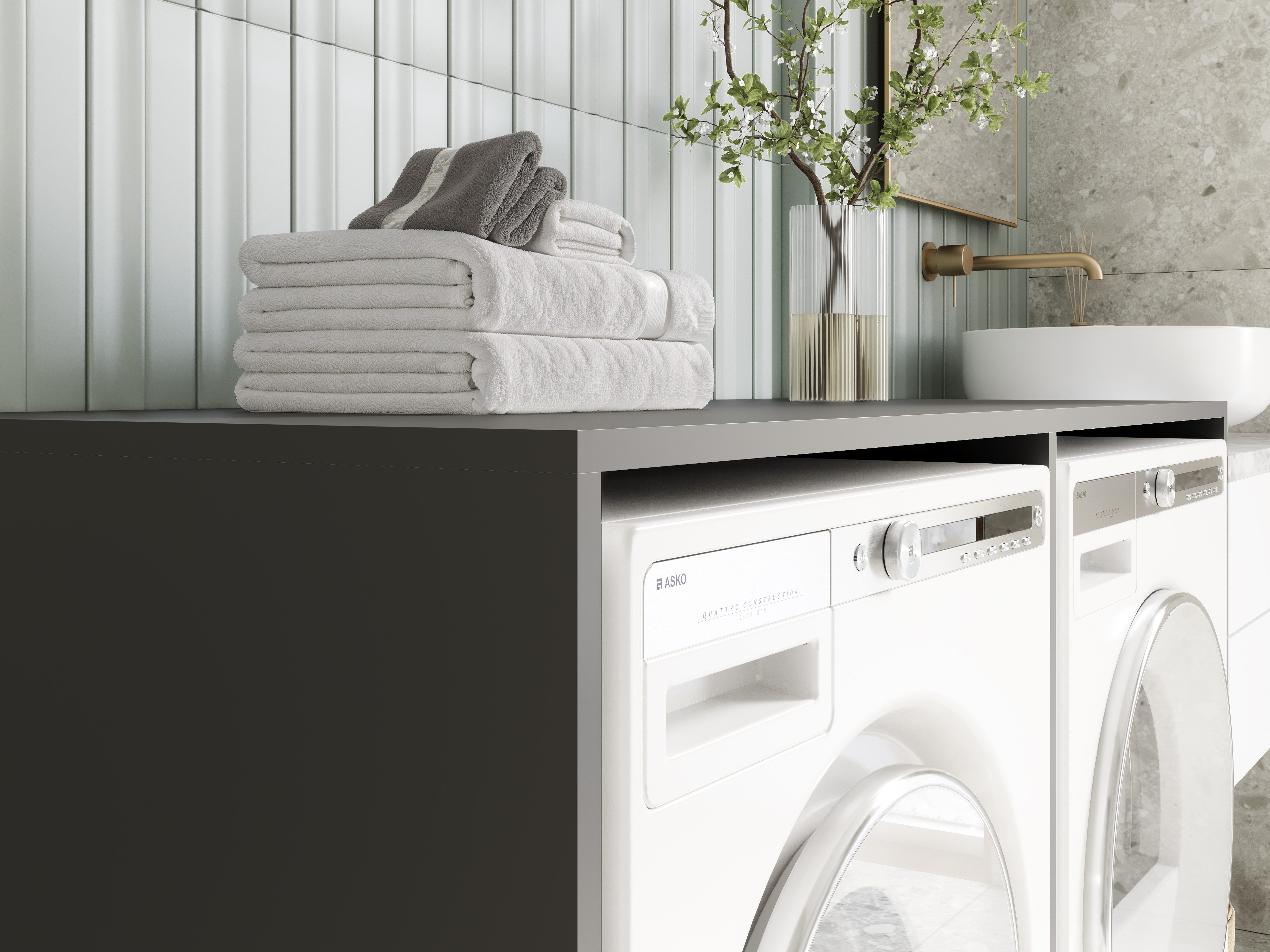 Platan Room Waschmaschinenumbauschrank DORA Waschmaschinenschrank 130 cm breit Überbauschrank Waschmaschine oder Wäschetrockner Schrank für Bad – Bild 5 von 5