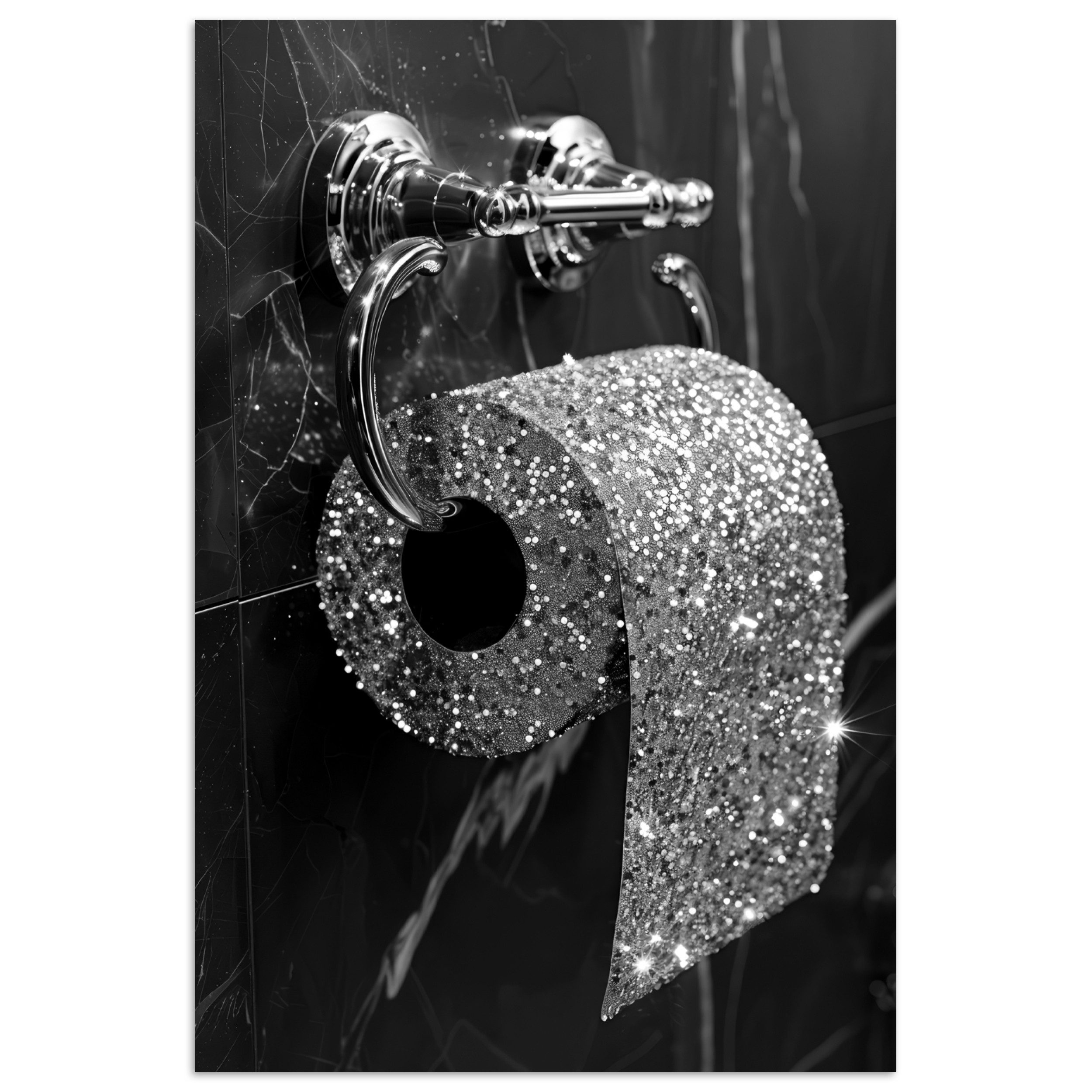 MuchoWow Poster WC - Toilettenpapier - Schwarz und weiß - Glitter, (1 St), günstig online kaufen