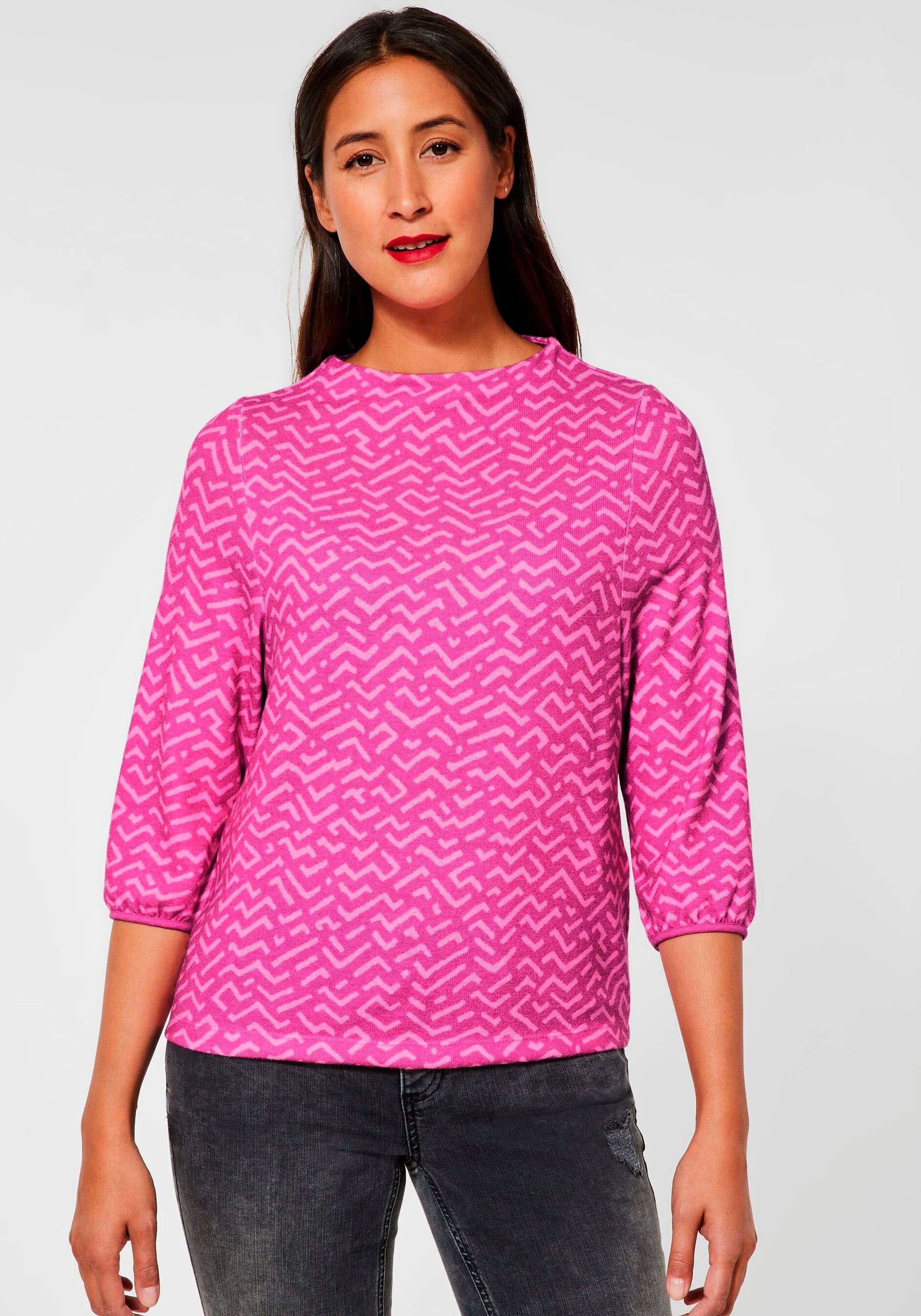 STREET Print-Shirt ONE mit pink Zick-Zack-Muster lavish