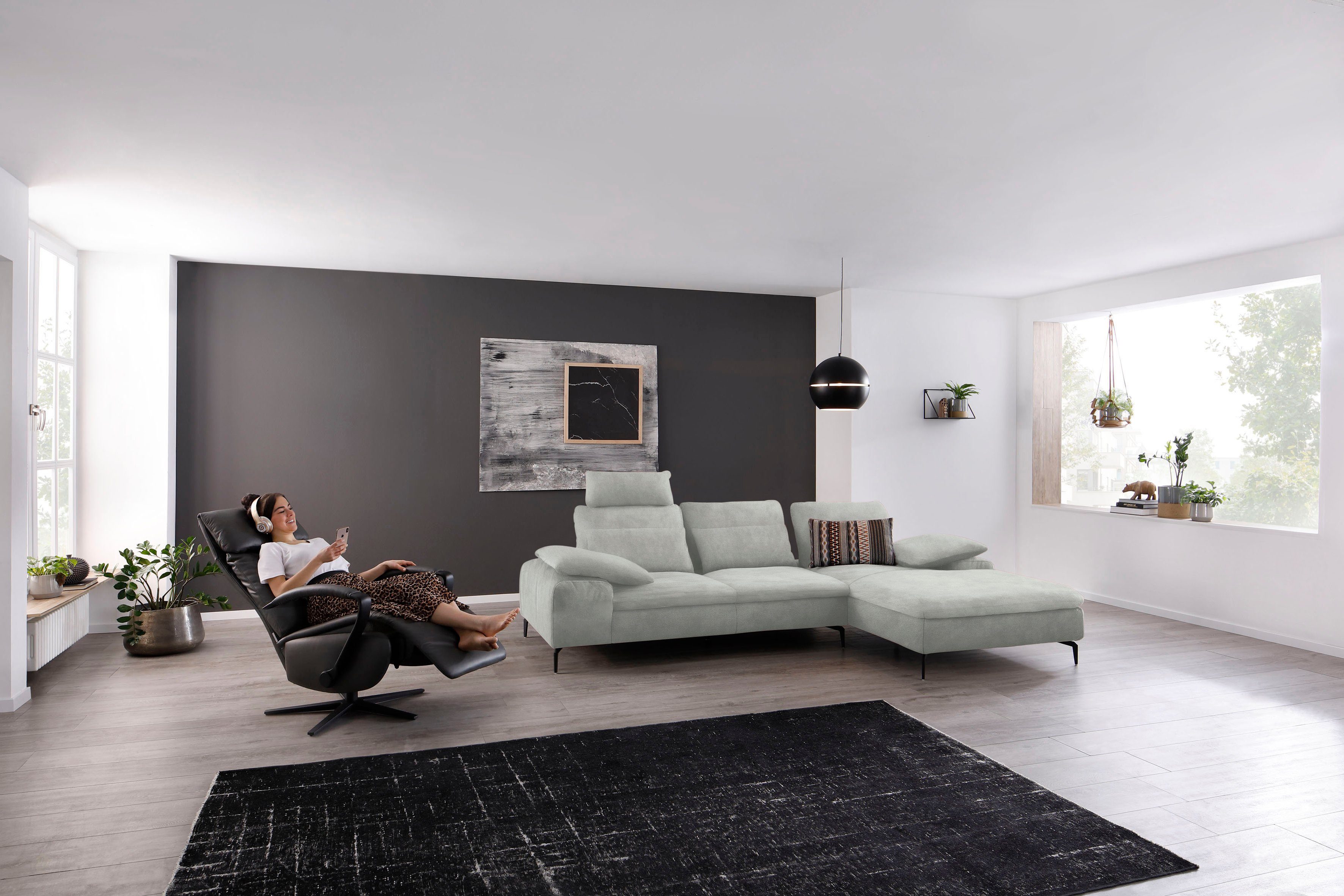 W.SCHILLIG Ecksofa valentinoo, Designsofa, bequem, elegant und zeitlos, L-Form, Set, inklusive Hocker, mit Sitztiefenverstellung, Breite 299 cm