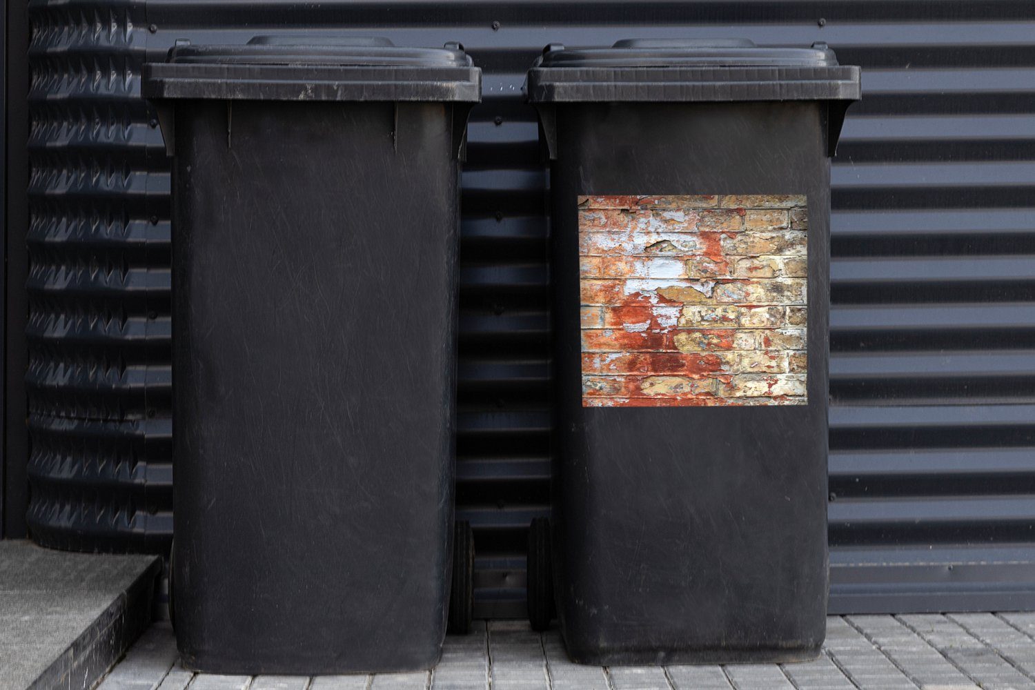 Ziegel Sticker, Mülltonne, Wände (1 Mülleimer-aufkleber, St), Container, - Wandsticker MuchoWow Abfalbehälter - Farbe