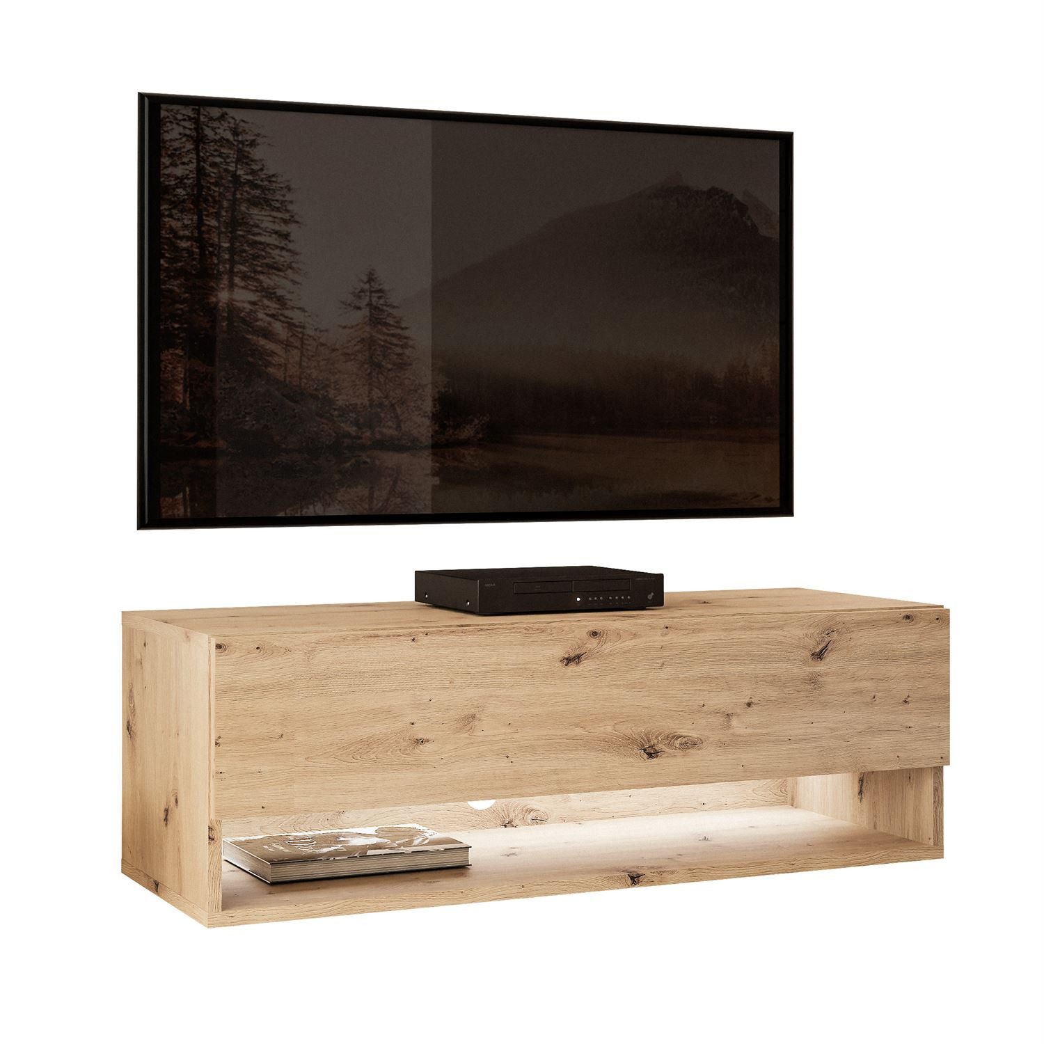 Lookway Lowboard CALANTE LOFT 90 cm RTV Hängeschrank mit LED-Beleuchtung, 90x35x30 cm