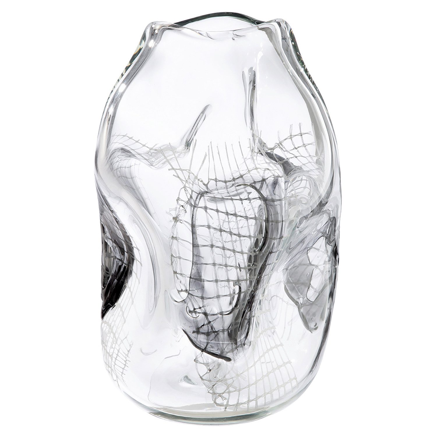 GILDE Dekovase GRID Vase - klar,schwarz - Glas - Höhe 32cm x Breite 20cm - Blumenvase (1x Vase, Blumenbehälter - Blumengefäß), Blumenvase - Vasen - Tischdeko - Deko