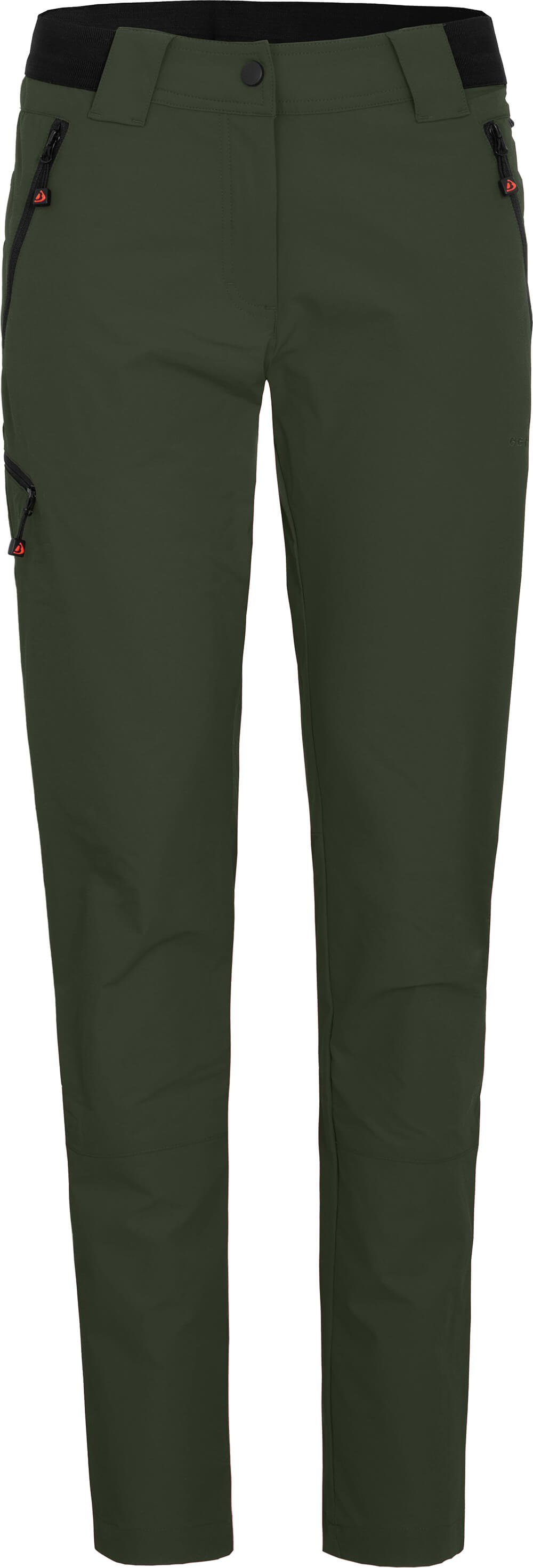 Bergson Outdoorhose VIDAA COMFORT (slim) Damen Wanderhose, leicht, strapazierfähig, Normalgrößen, dunkel grün