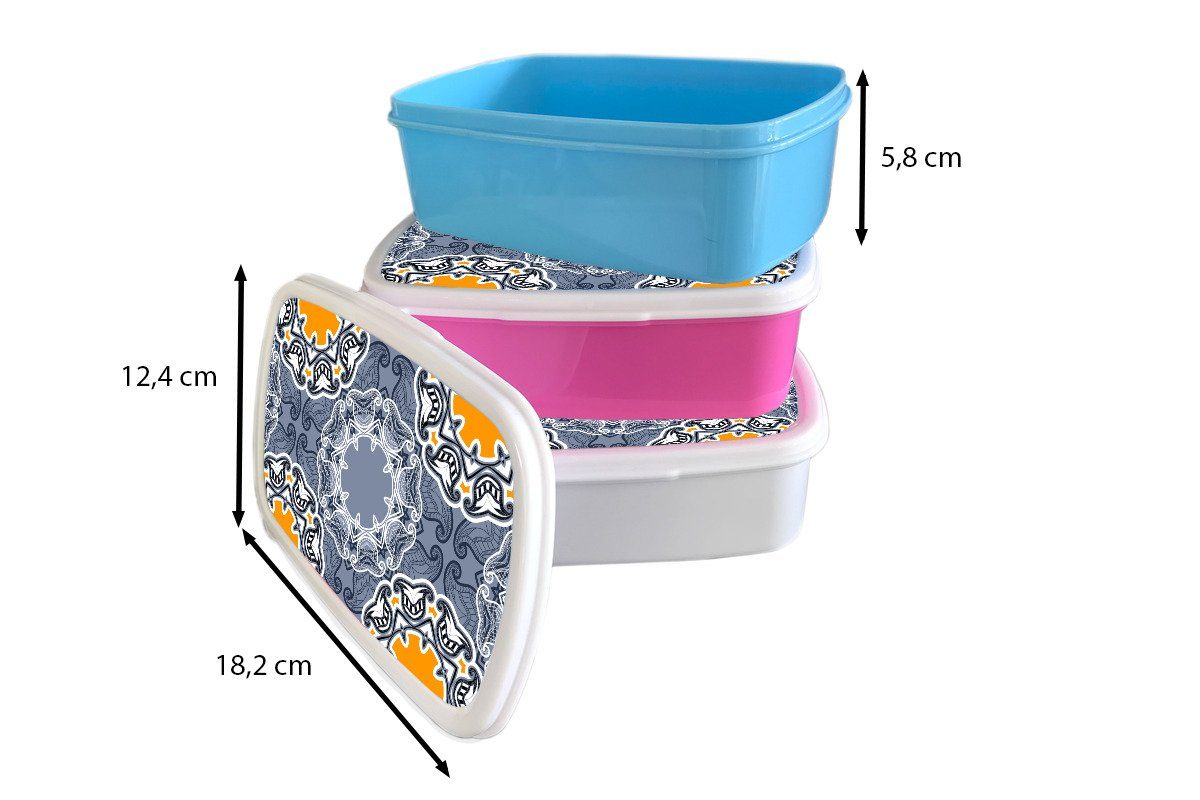 und Mädchen (2-tlg), und Brotbox Abstrakt weiß Design, - Kinder - Lunchbox Jungs Brotdose, Erwachsene, - für MuchoWow für Kunststoff, Blumen Winter