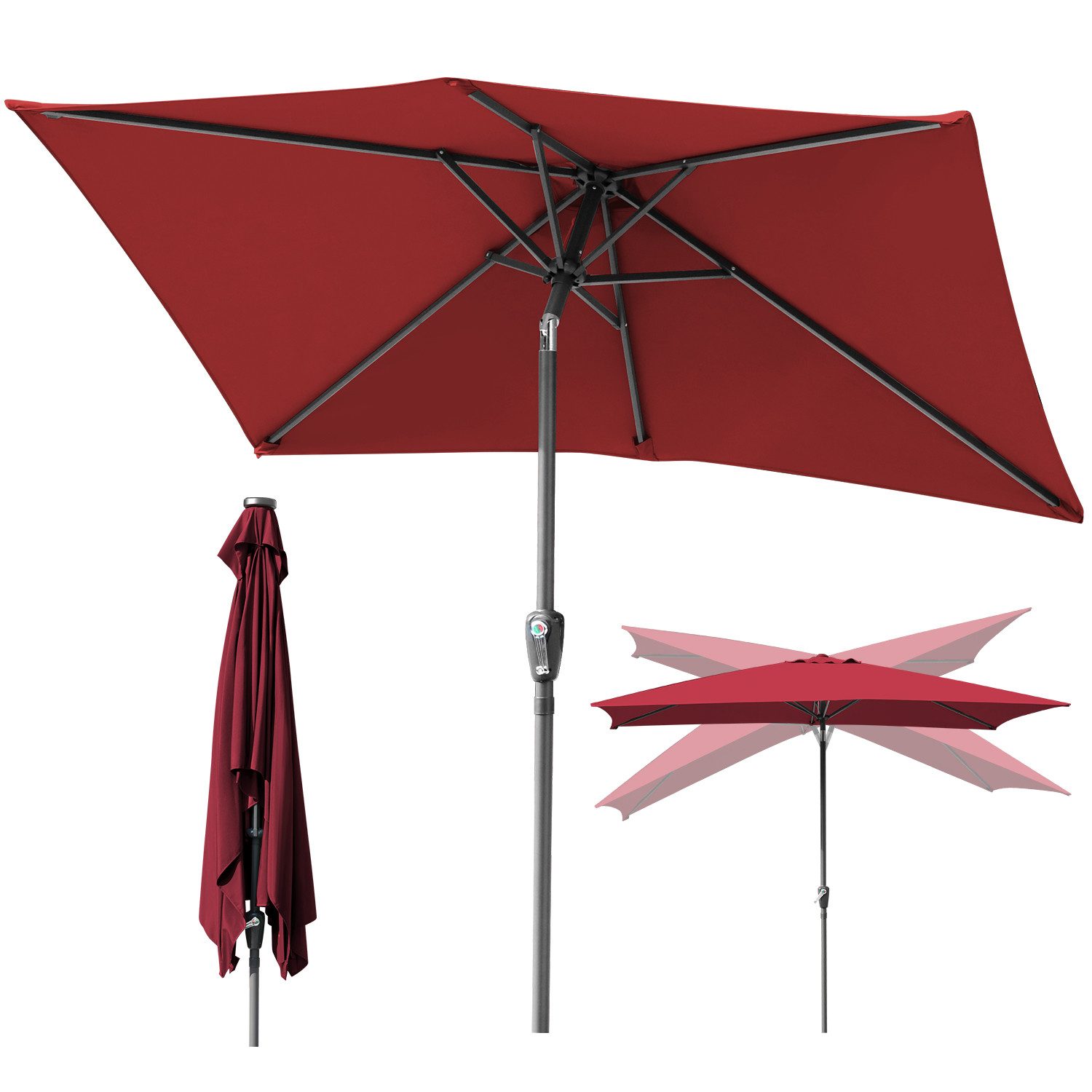Clanmacy Sonnenschirm Rechteckig Balkonschirm 300x200 cm günstig online kaufen
