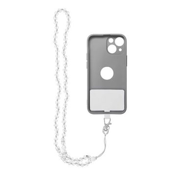 cofi1453 Anhänger Perlen kompatibel mit Smartphone / Kabellänge 74cm (37cm in einer Schlaufe) / für Hals - weiß Smartphone-Tragegurt