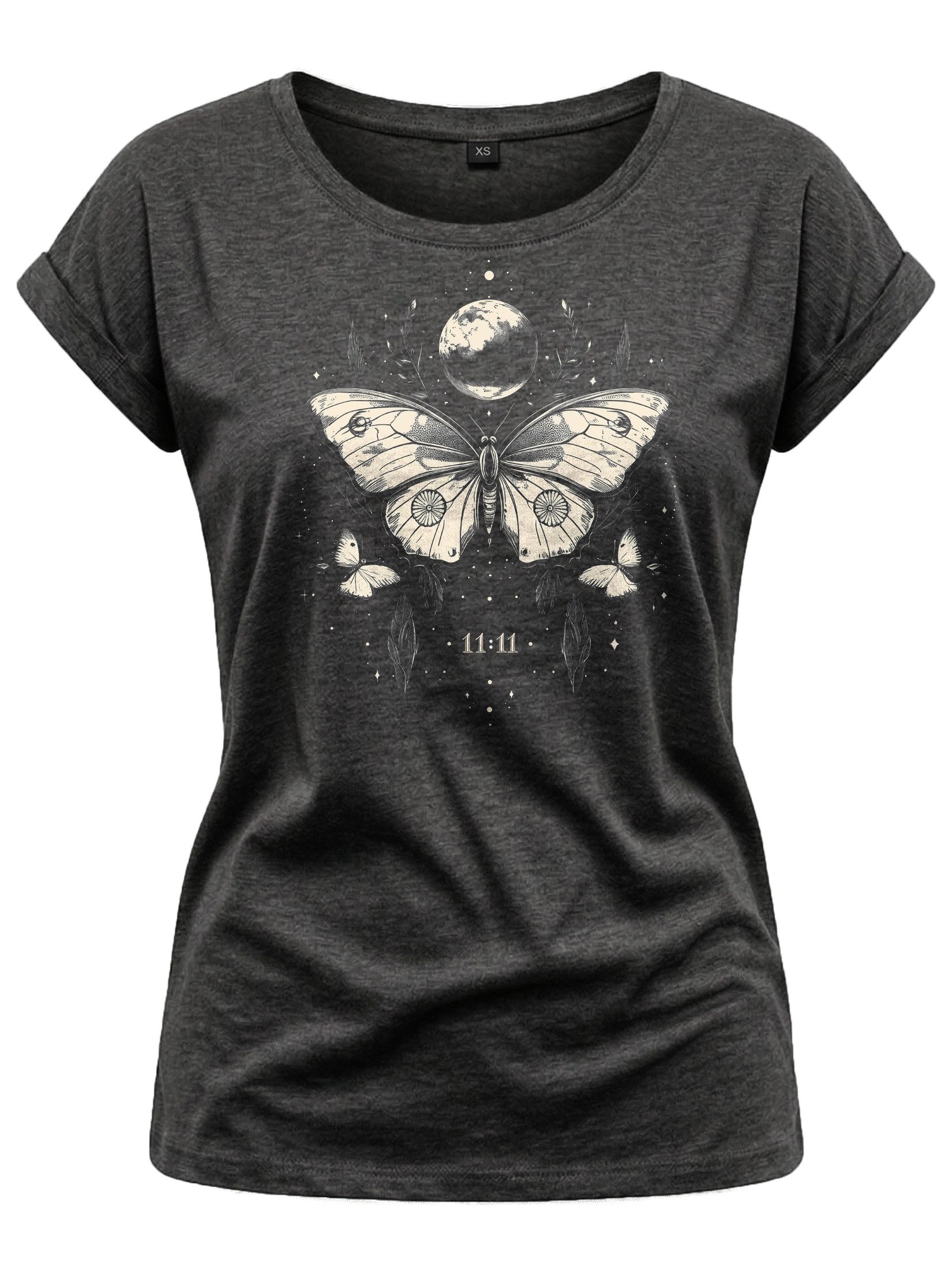 Print-Shirt Schmetterling Damen Tunika Vintage Aufdruck Stylisch Boho Top Modisch