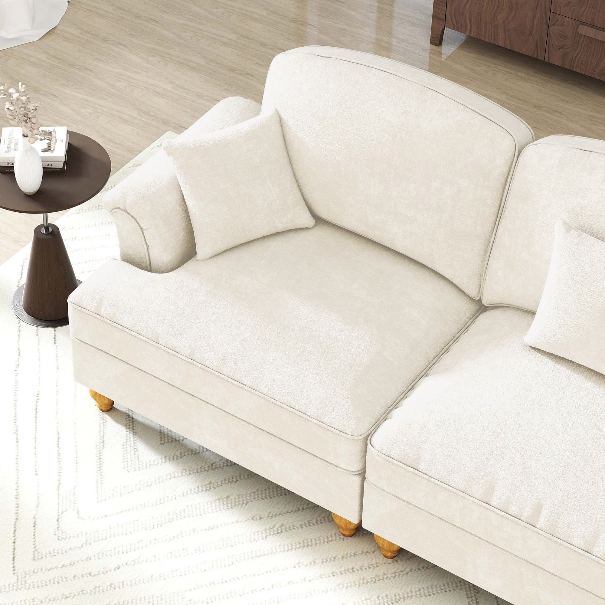 Leawin Sofa 2-teiliges Chenille Sofa-Set mit Rüschenrock – sofas wohnzimmer, Elegantes modulares Sofa mit Bettfunktion & klassischem Design