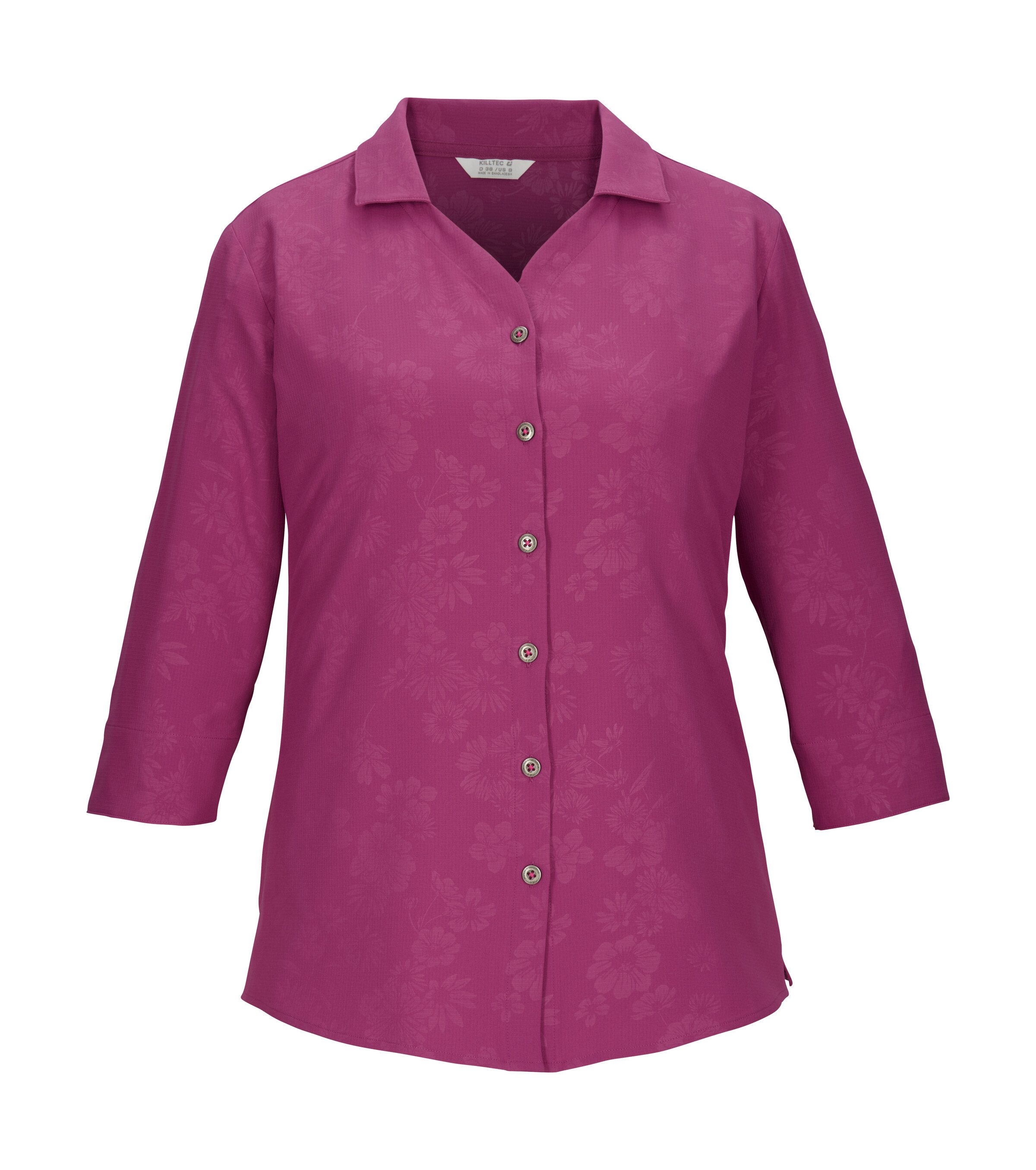 Killtec Funktionshemd KOS 62 WMN WVN SHRT Schnelltrocknende Bluse mit floralem Print und Rückenraffung