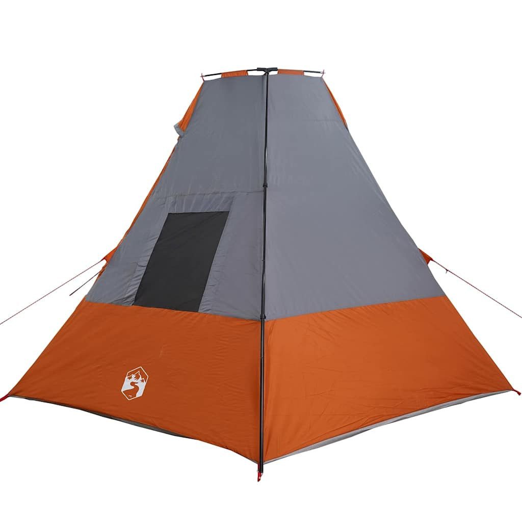 vidaXL Tipi-Zelt Tipi Zelt mit Dach Grau und Orange 383 x 338 x 217 cm Taft, (1 tlg)