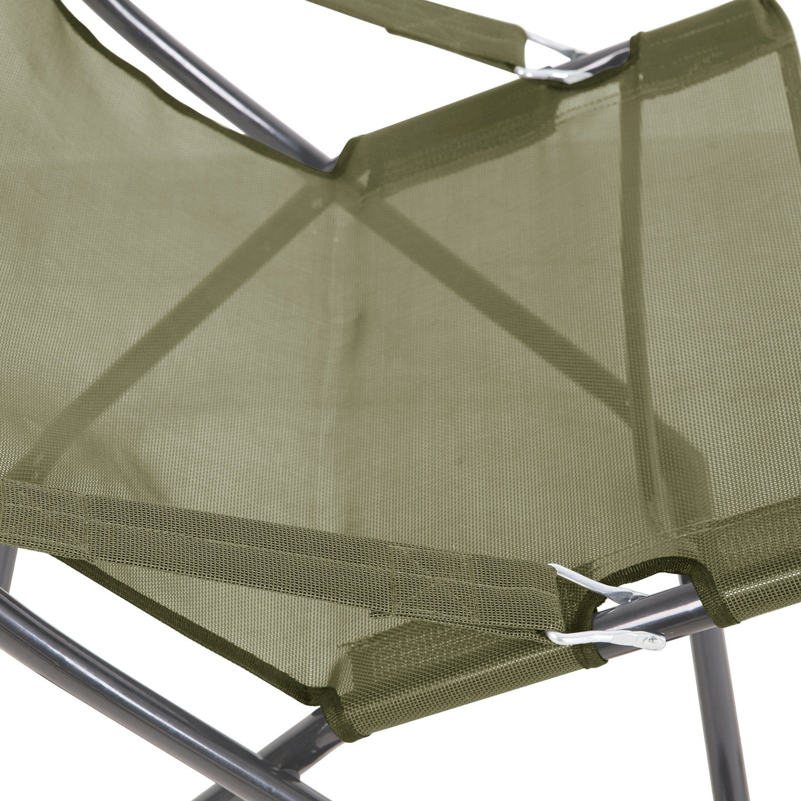 SVITA Gartenstuhl TOMRA, 2er Set, mit Kopfkissen, Armlehnen, Fußhocker, Grün/Dunkelgrau