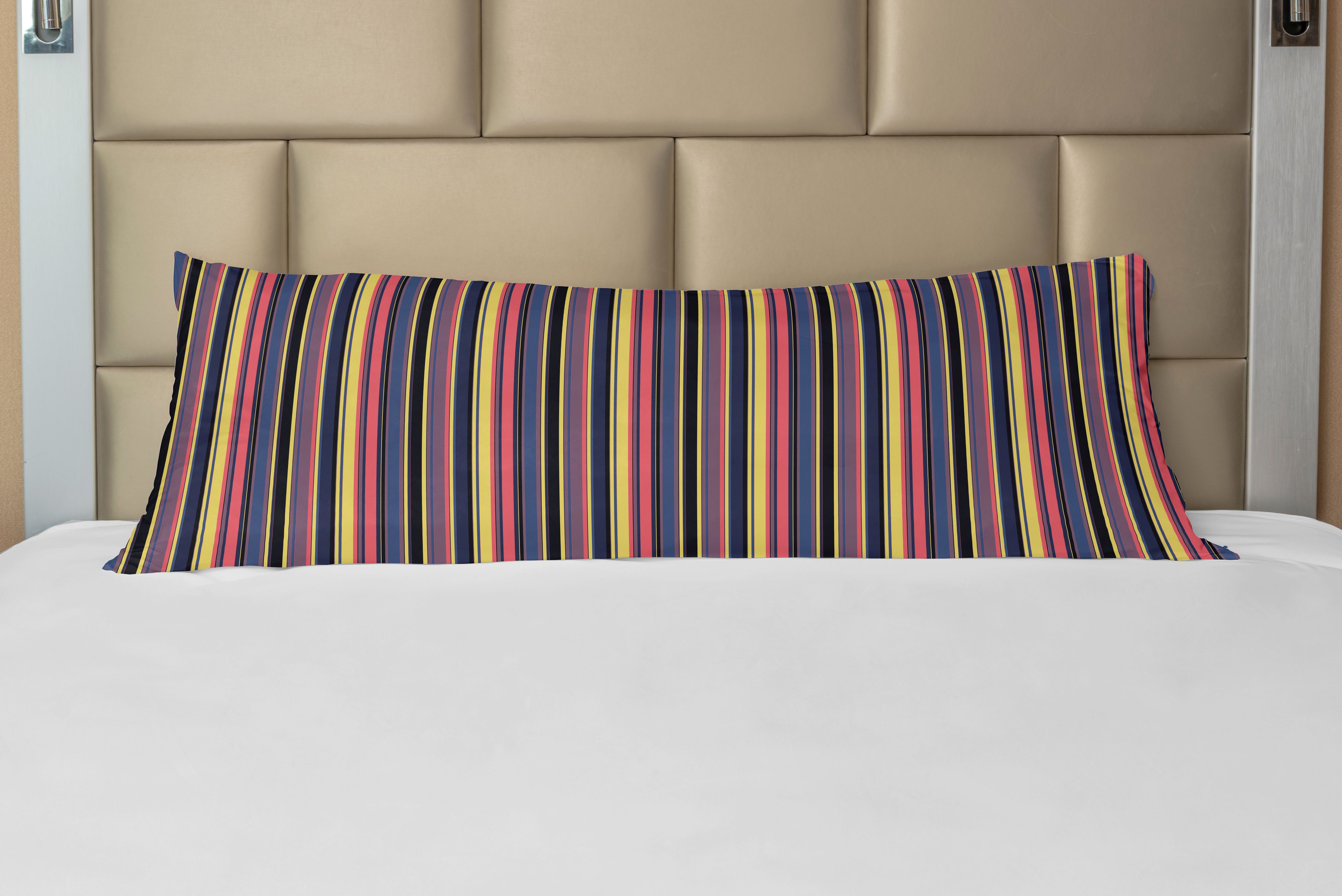 Seitenschläferkissenbezug Deko-Akzent Langer Kissenbezug, Abakuhaus, Retro Vintage Geometric Stipes