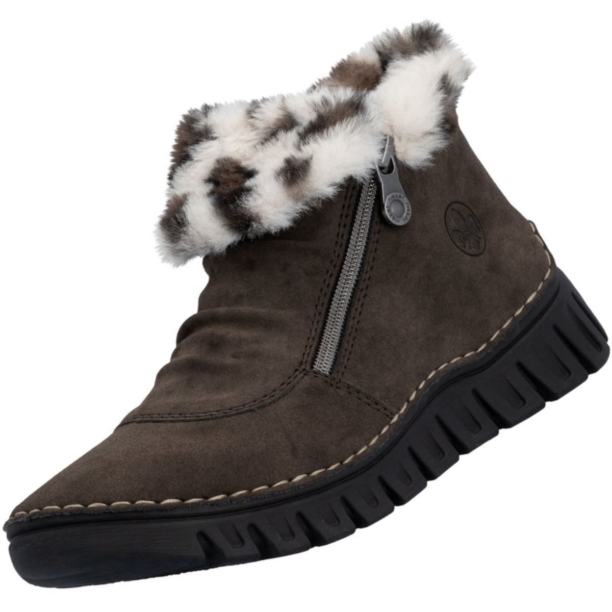 Rieker 57551-25 Stiefelette Gefütterter Kurz-Stiefel mit Doppelreißverschluss