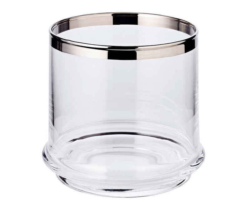 EDZARD Vorratsglas Lia, Kristallglas, Bonboniere mit Platinrand, Glasdose zur Aufbewahrung, Ø 13 cm