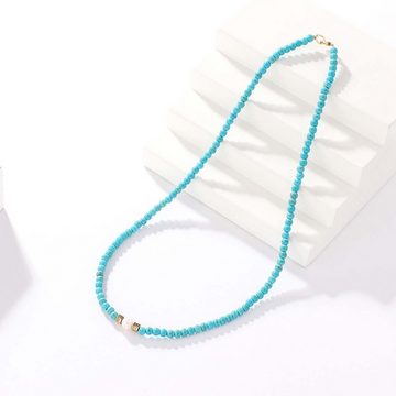KIKI Charm-Kette Böhmische türkisfarbene Halskette für Damen Schlüsselbeinkette
