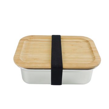 Lasernauten Lunchbox Lunchbox Edelstahl "Herzensmensch" Brotdose mit Holzdeckel Bambus, Lunchbox mit Holzdeckel