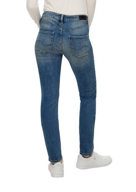 QS Stoffhose Jeans Catie / Slim Fit / Mid Rise / Slim Leg Waschung, Label-Patch