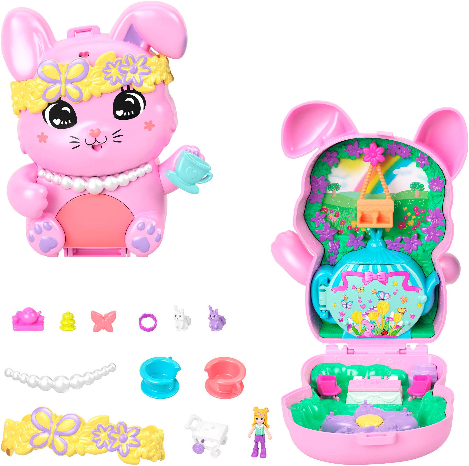 Polly Pocket Spielwelt Teeparty-Häschen-Schatulle