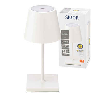 SIGOR Tischleuchte Sigor Akku-Tischleuchte NUINDIE mini 250mm Schneeweiß, Dimmfunktion, LED fest integriert, Tunable White