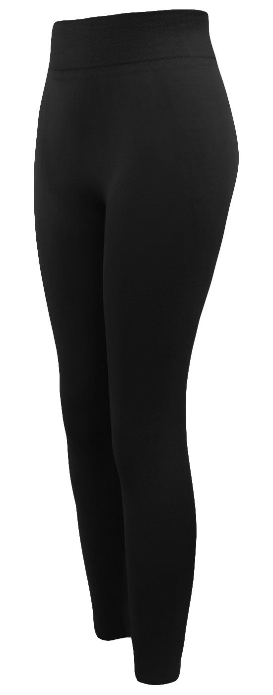 Aurela Damenmode Thermoleggings Damenleggings leicht angeraute Thermoleggings Skiunterwäsche (1-tlg) mit hohem Komfortbund (Wabenbund), max. Körpergröße bis 1,69m 2 x Schwarz