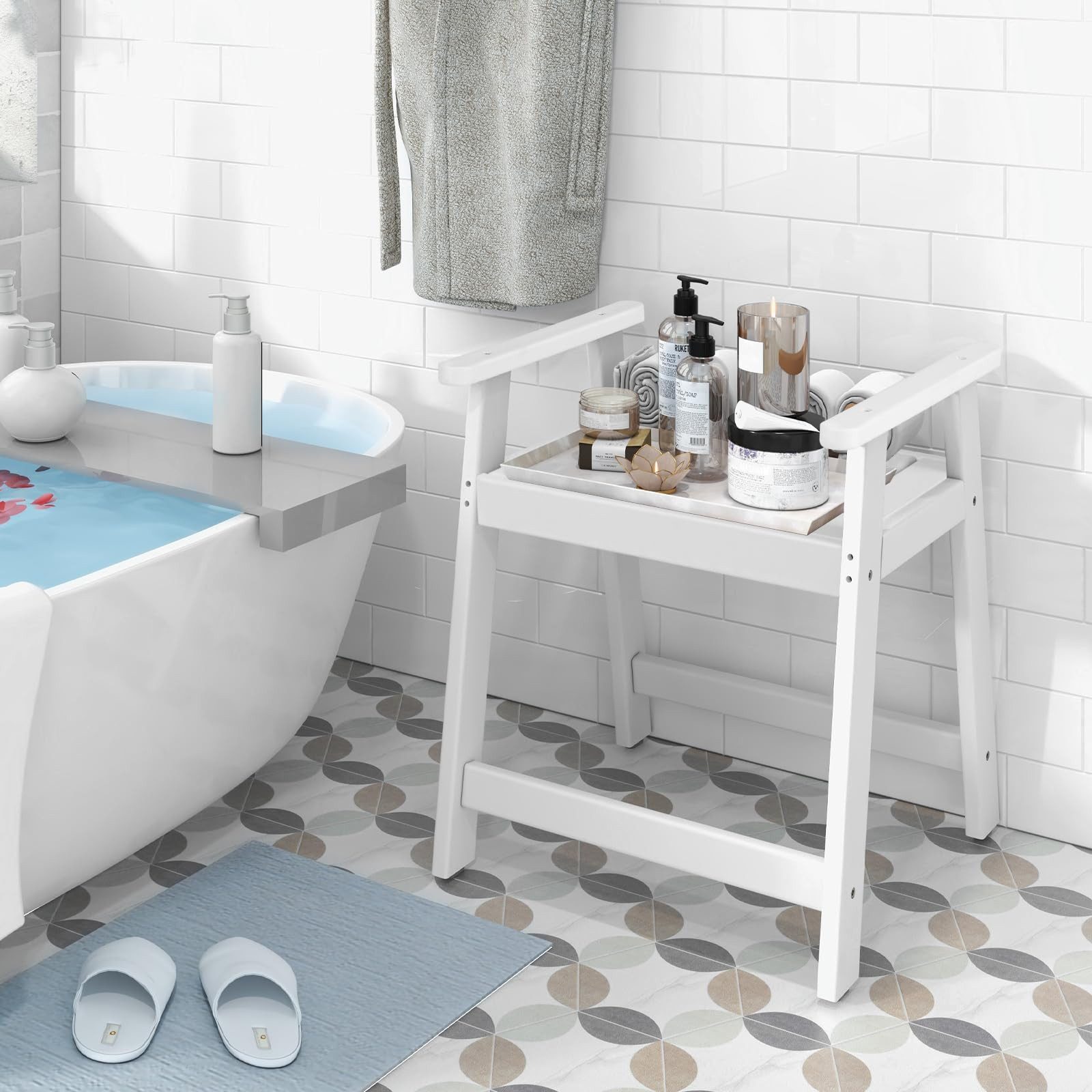 COSTWAY Duschhocker Badehocker, belastbar bis 150 kg, für Innen-/Außenbereich