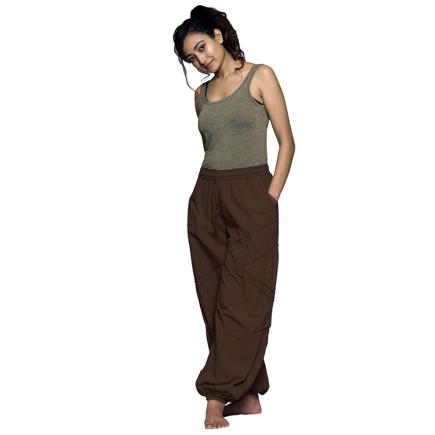 SIMANDRA Fitness Haremshose Triangle & (1-tlg) elastischem Schlupfhose für mit Yoga Coffee Bund Damen