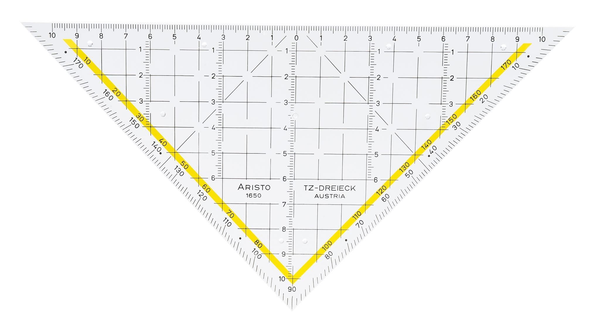 ARISTO Zeichenlineal Aristo TZ-Dreieck 22,5 cm ohne Facette, mit Tuschenoppen