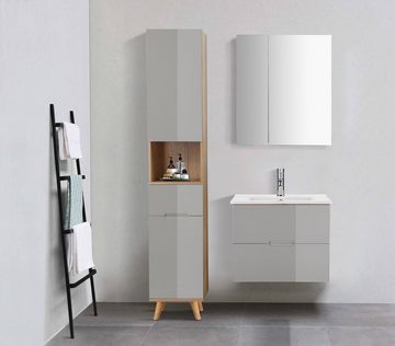 andas Spiegelschrank Lund Badschrank Schrank Bad WC Spiegel ohne LED Badezimmerspiegelschrank Spiegel Badspiegel mit 2 Türen Breite 60cm