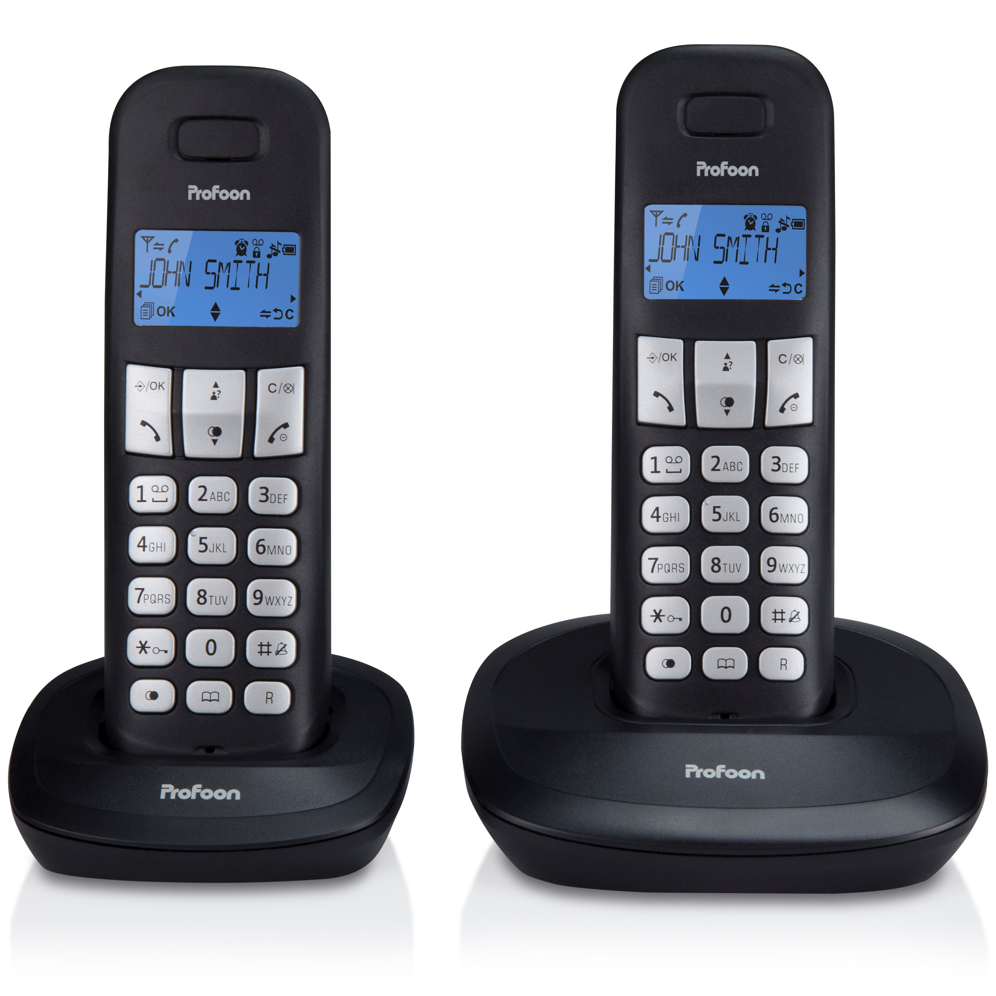 Profoon PDX-1120 Festnetztelefon (Mobilteile: erweiterbar 1-5, DECT-Telefon, erweiterbar, 50Nr. Speicher inkl. Basisstation & Zubehör)