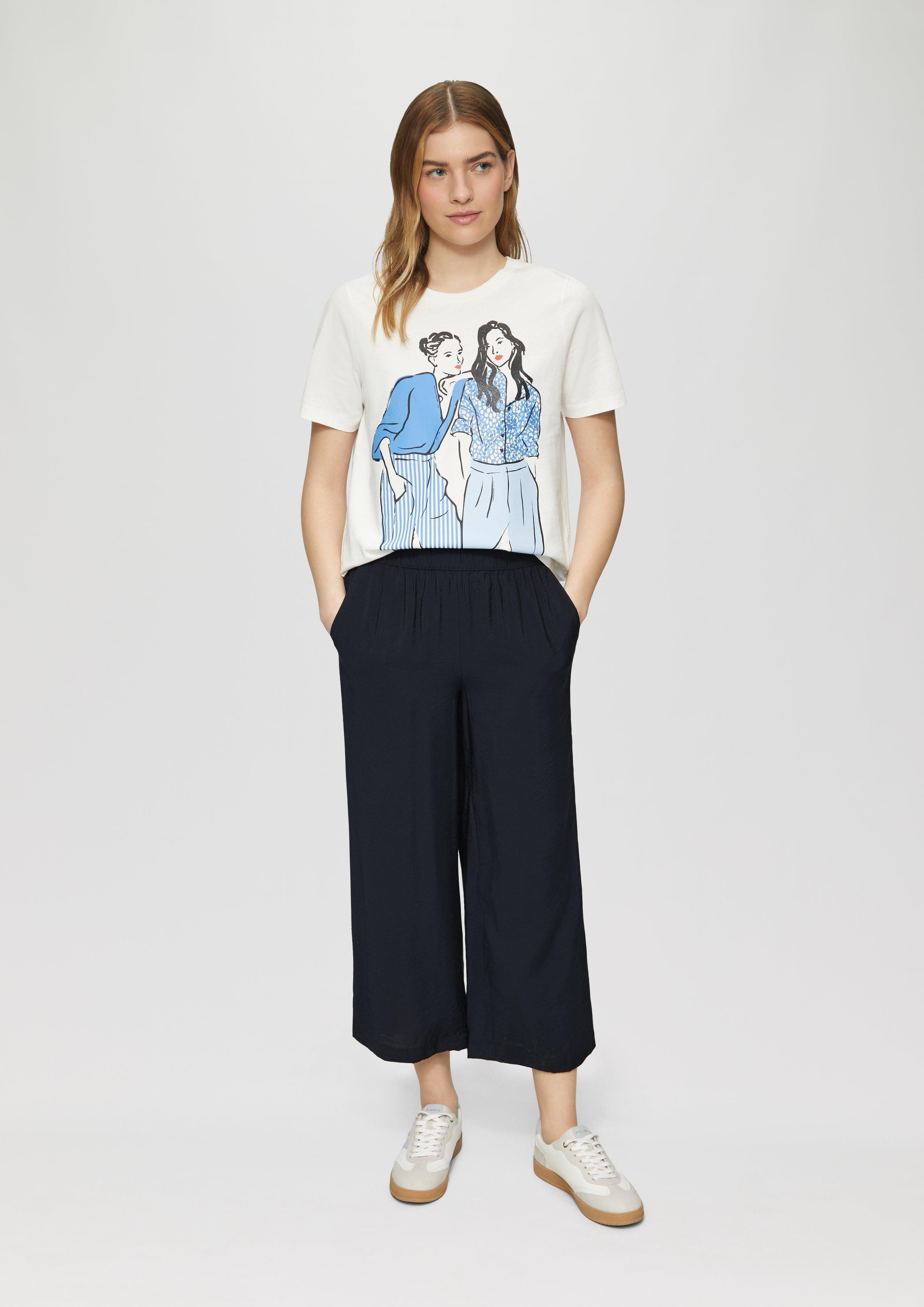 s.Oliver 7/8-Hose Strukturierte Culotte mit Elastikbund günstig online kaufen