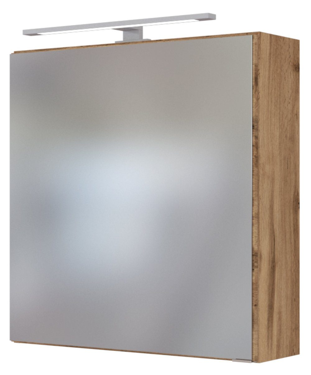 HELD MÖBEL Badmöbel-Set Waschtisch-Set Davos 60 cm Wotaneiche/Wotaneiche