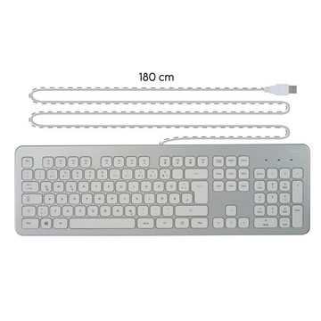 Hama Tastatur "KC-700", kabelgebunden, PC, Notebook, Laptop Keyboard PC-Tastatur (Abgesetzte Tasten/Leise Tasten)