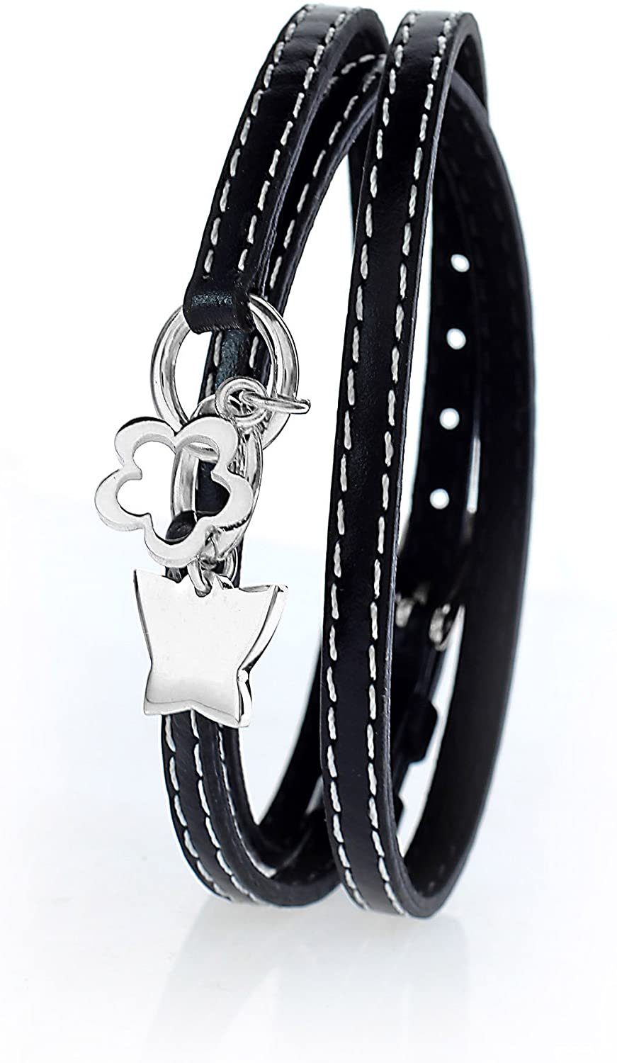 Karisma Lederarmband Damen Charms-Lederarmband Schwarz dreifach gewickelt - günstig online kaufen