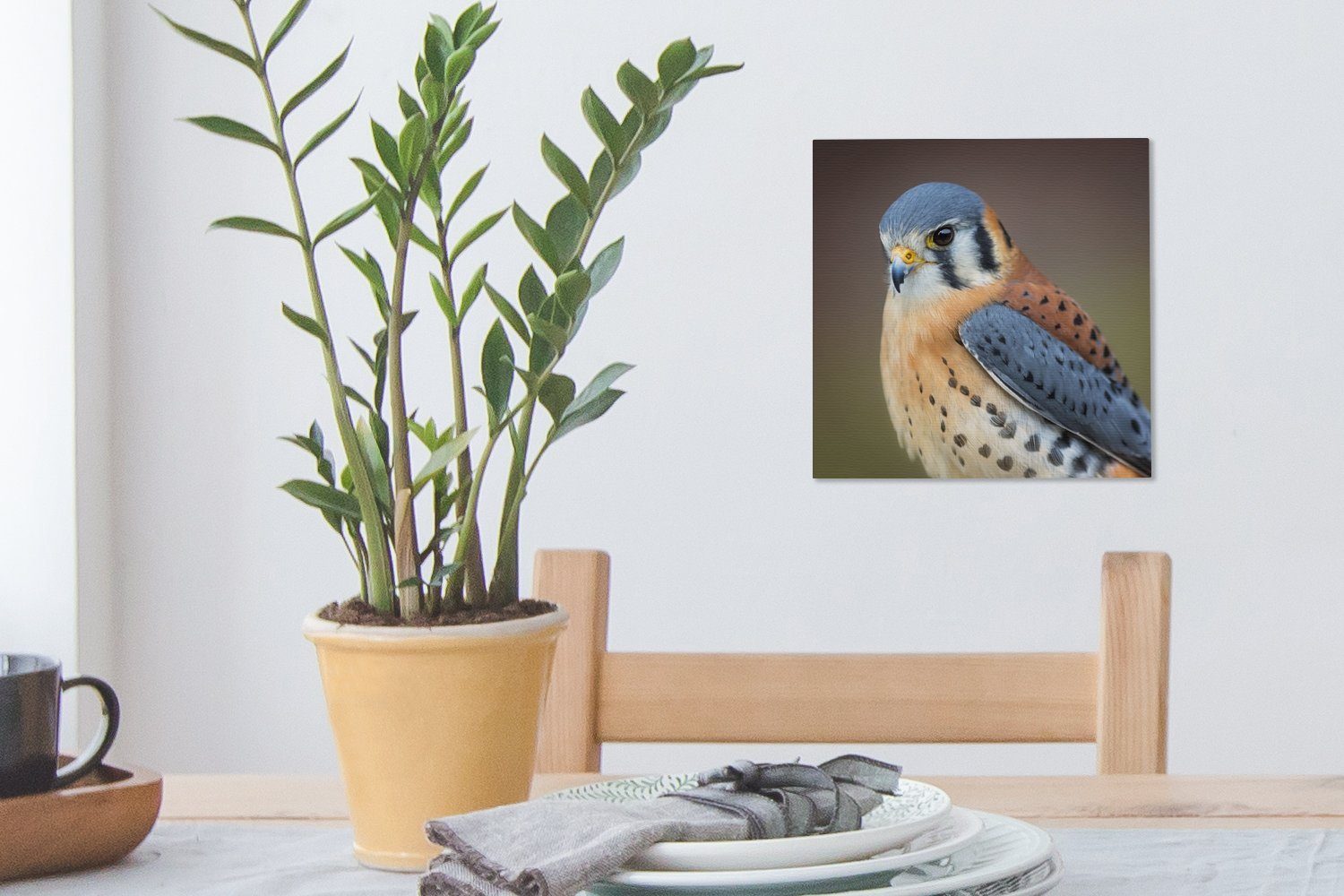 Bilder - (1 - OneMillionCanvasses® St), Makro Wohnzimmer für bunt Vogel Leinwand Leinwandbild Schlafzimmer Blau,