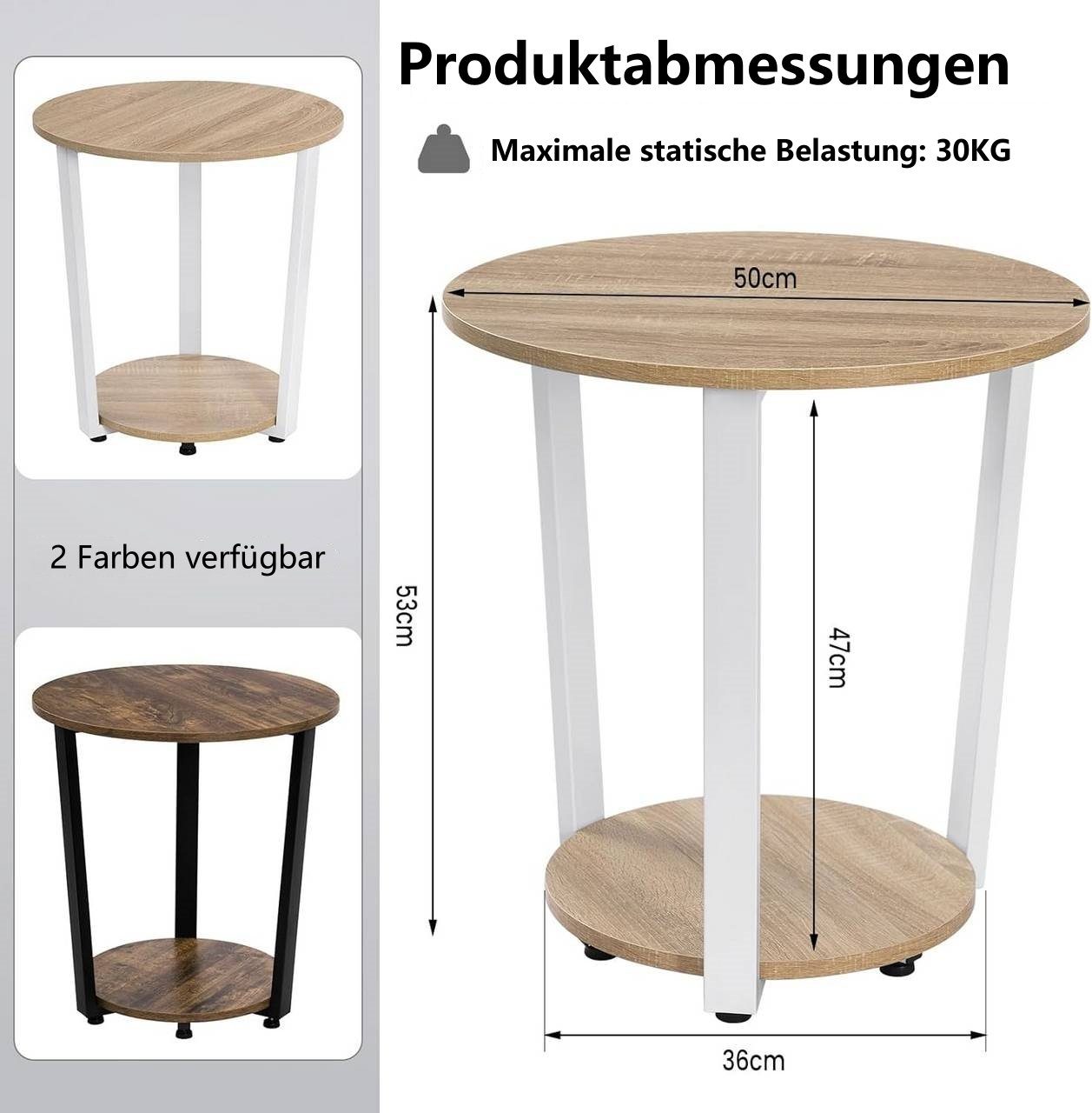 Woltu Couchtisch (1-St), Beistelltisch mit 2 Ablagen, aus Holzwerkstoff