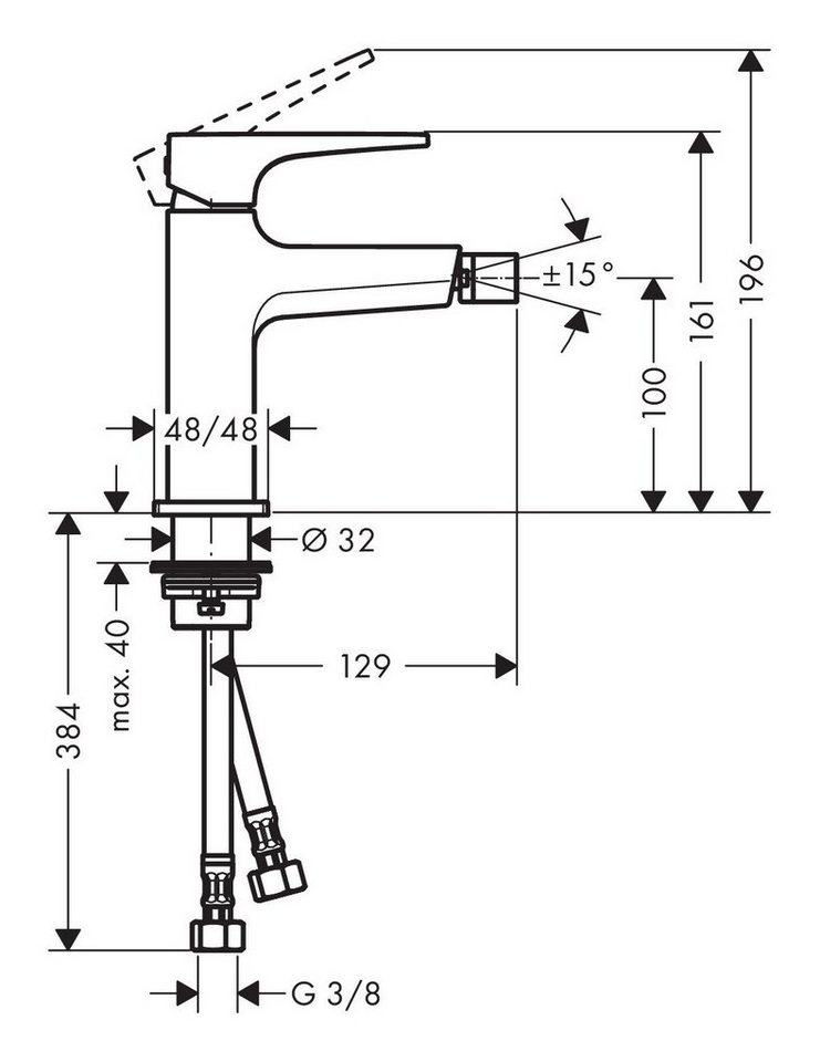 Thumbnail - hansgrohe Bidetarmatur Metropol Bidetmischer mit Push-Open Ablaufgarnitur