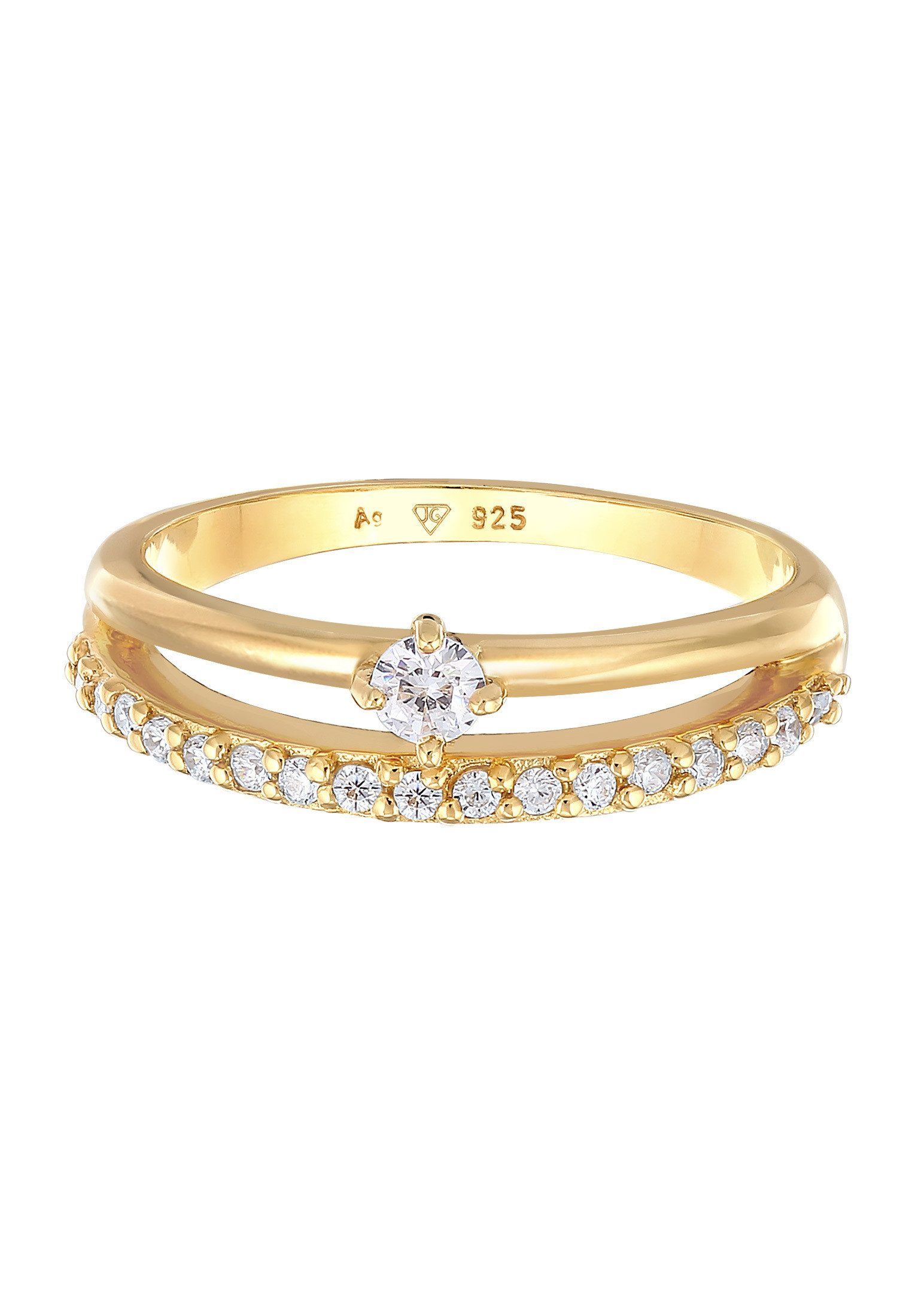 Elli Fingerring Zirkonia Solitär Verlobung 925 Silber, Ring Set günstig online kaufen