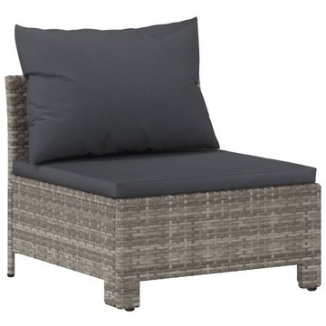 vidaXL Gartenlounge-Set 3-tlg. Garten-Lounge-Set mit Kissen Grau Poly Rattan, (2-tlg)