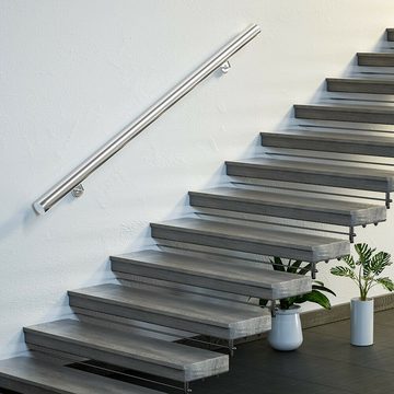 monzana Außentreppe, Edelstahl Handlauf V2A Geländer Treppengeländer 50 cm Wandhandlauf Wandhalterung Innen & Außen