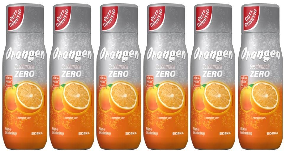 Gut & Günstig Trinkflasche Orange Zero Getränkesirup 6er Pack (6x500ml) 00402250 (5,65/l)
