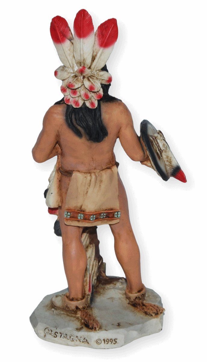 Native American 18 cm Figur Castagna mit Paws Krieger Speer Dekofigur Castagna H Four