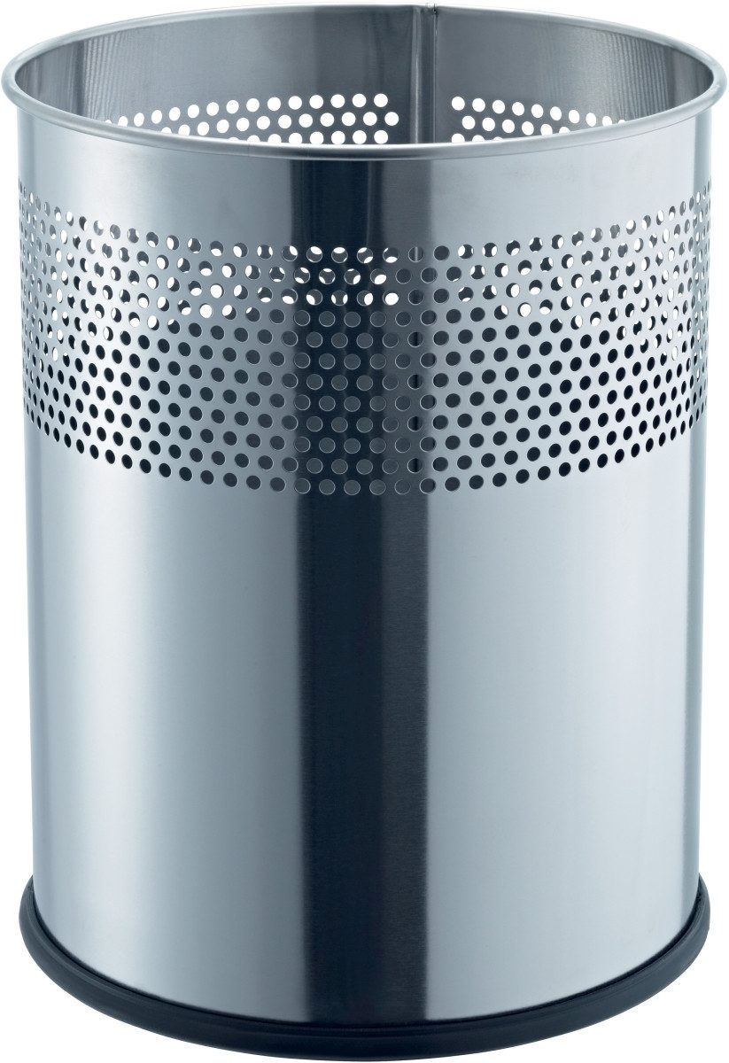 HELIT Papierkorb Papierkorb Metall rund 15l Lochdekor edelstahl
