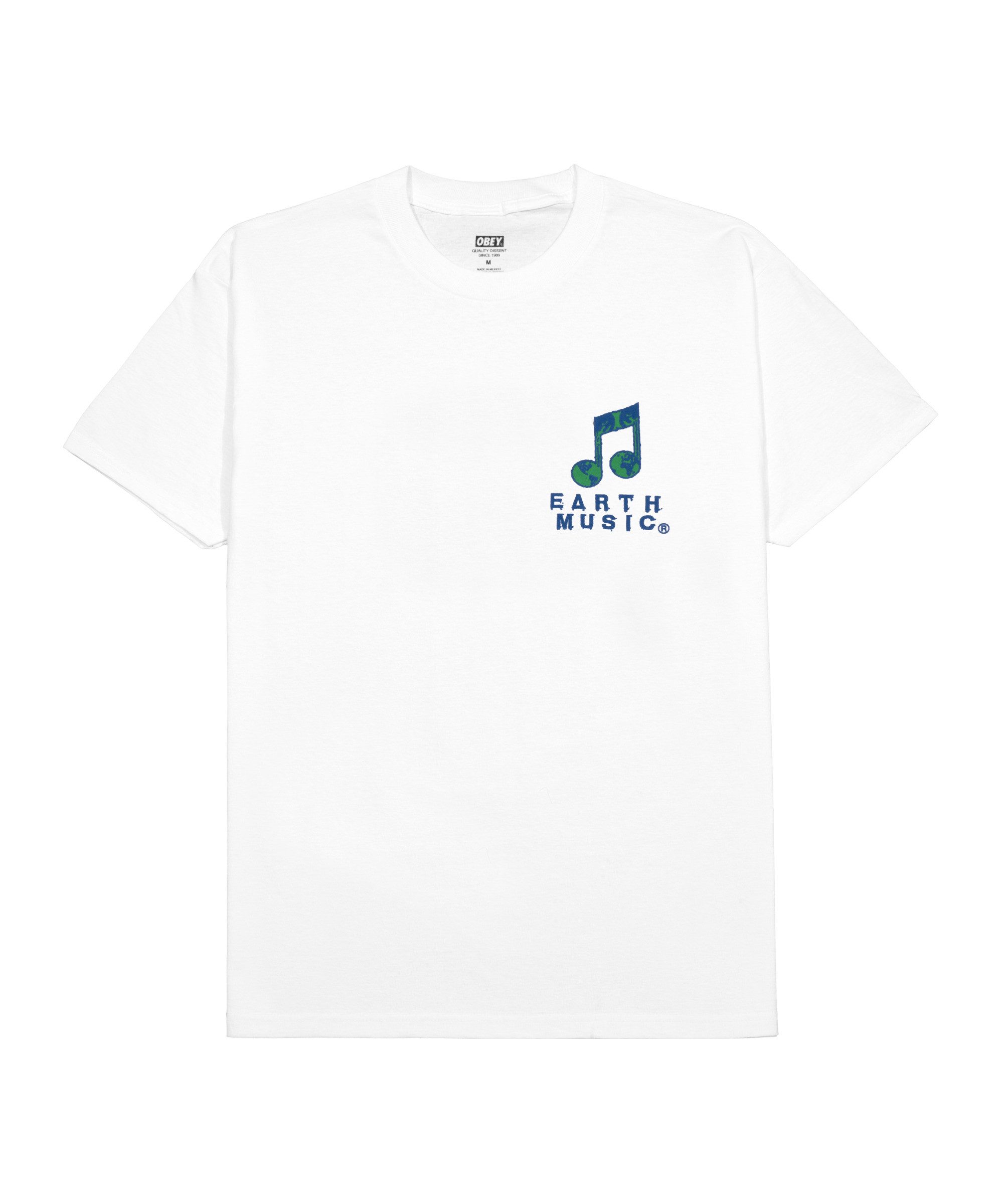 OBEY T-Shirt Obey Earth Music T-Shirt Weiß Kurzarm-Shirts Baumwolle