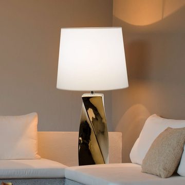etc-shop LED Tischleuchte, Leuchtmittel inklusive, Warmweiß, Schreib Tisch Lampe Keramik Dielen Lese Leuchte Gold Nacht-Licht im