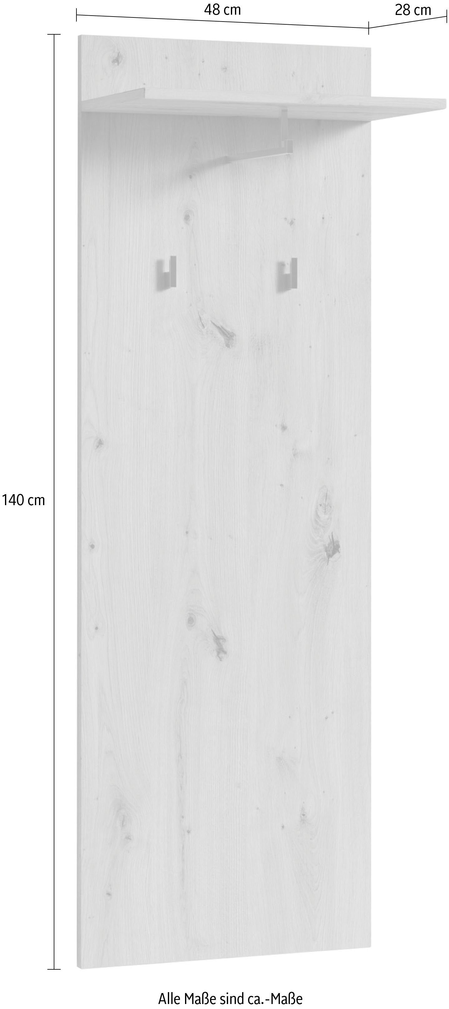 48 Eiche mit cm Ablage, byLIVING Artisan Garderobenpaneel Jakob, Breite